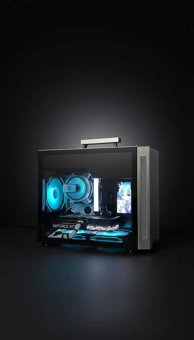 Lian Li Compact PC Build AMD Ryzen 5 8400F / RTX 5060 Ti GALAX Black 16GB / 32GB DDR5 / 2TB SSD / MSI B650I Gaming WiFi / Lian Li TU150 Handle