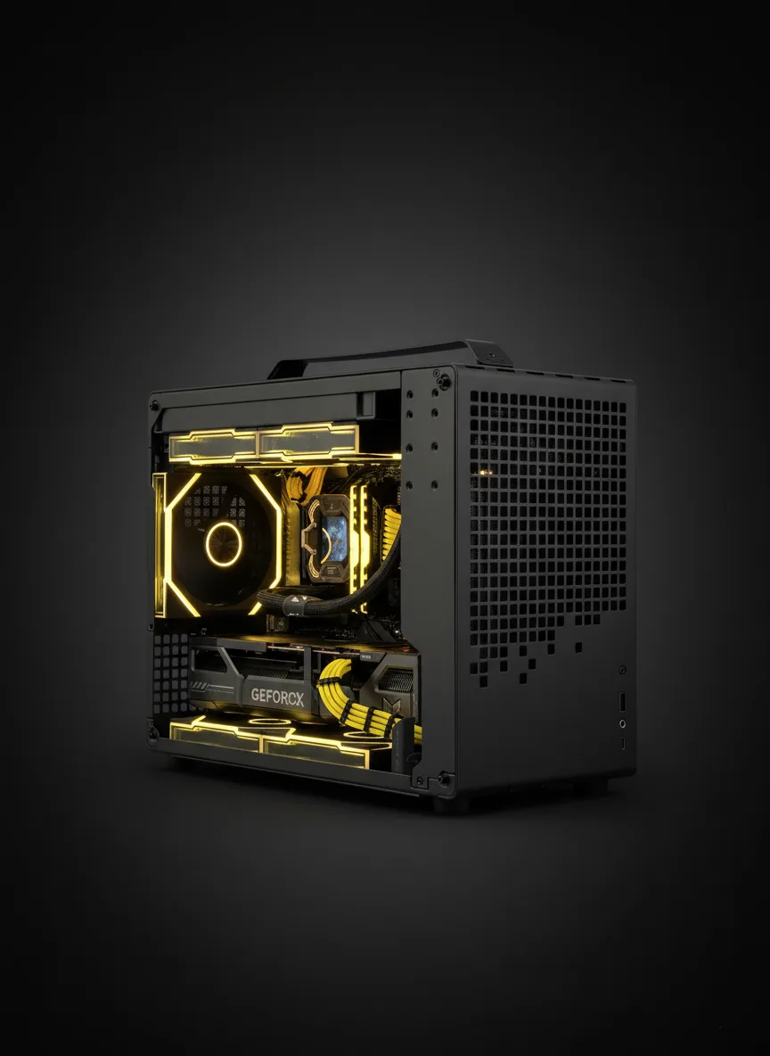 Compact TUF Build AMD Ryzen 5 7500F / RTX 5060 / 32GB DDR5 / 1TB SSD / A620M ASUS TUF Wi-Fi / SFX 750W / Жидкостное охлаждение / Jonsbo Z20