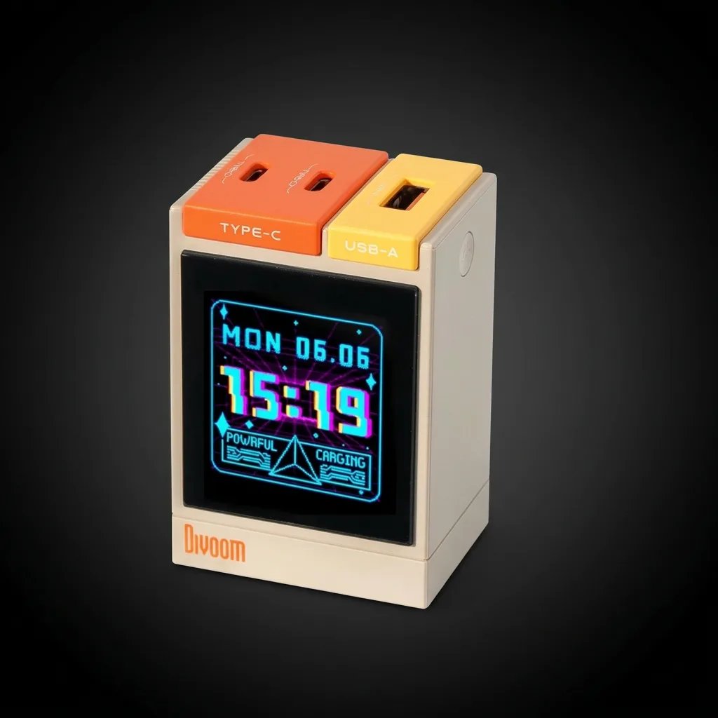 Divoom Dipow-67 — GaN зарядное устройство 67W с пиксельным дисплеем