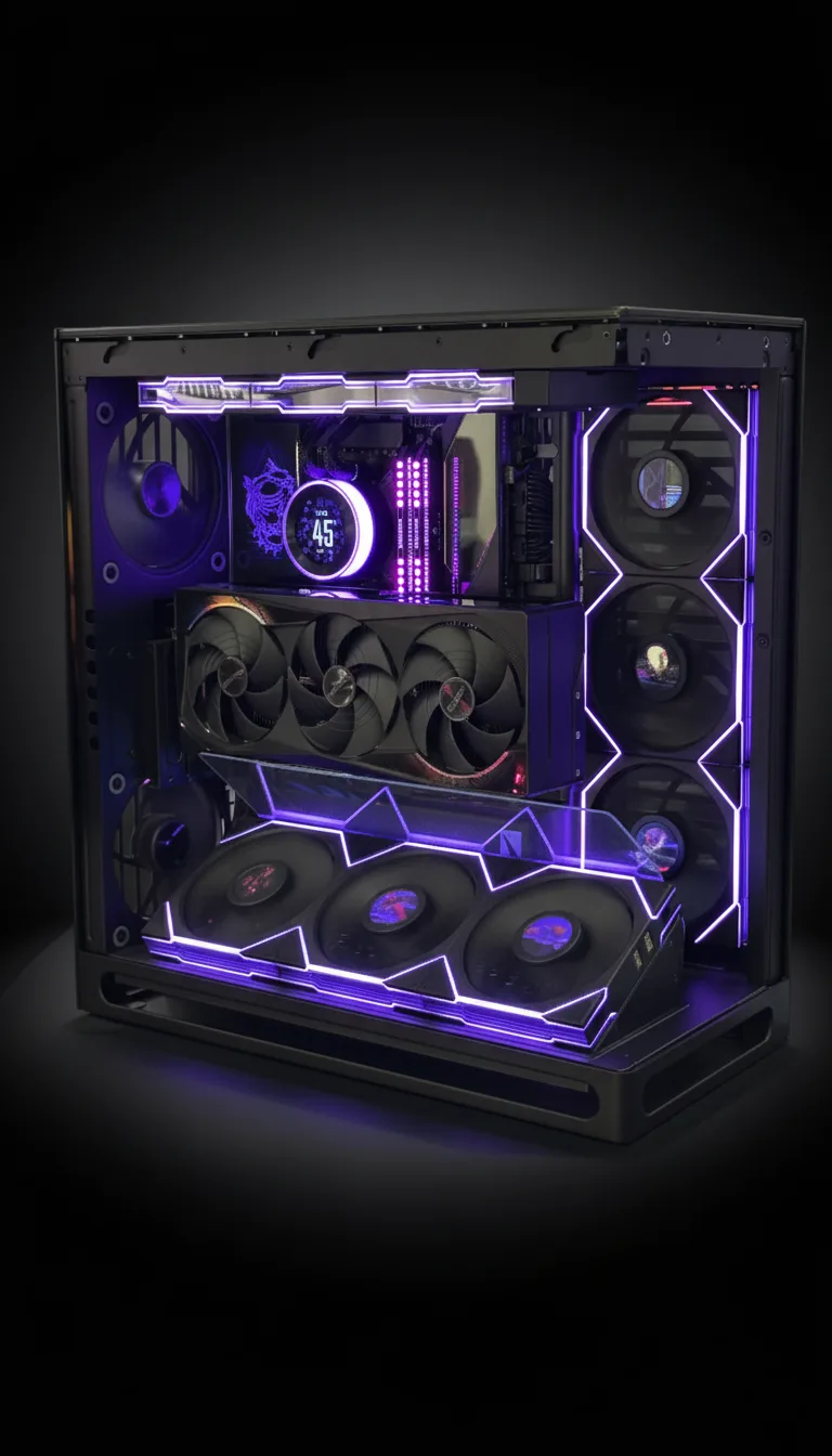 HAVN 420 PC Build AMD Ryzen 7 9800X3D / RTX 5070 Ti AORUS Master / 64GB DDR5 / 4TB SSD / X870 MSI Godlike E-ATX / HAVN 420 VGPU Blackout