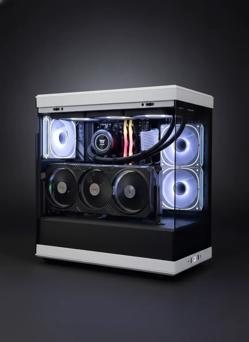Black & White Hyte / Ryzen 7 7800X3D / RTX 5080 16GB / 64GB DDR5 / 2TB SSD PCIe 4.0